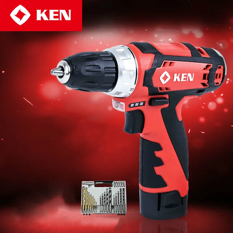 

KEN lithium electric drill, BL6112CB multi-function 12V hand drill, electric screwdriver, equipped with a 1.5A battery, a charge