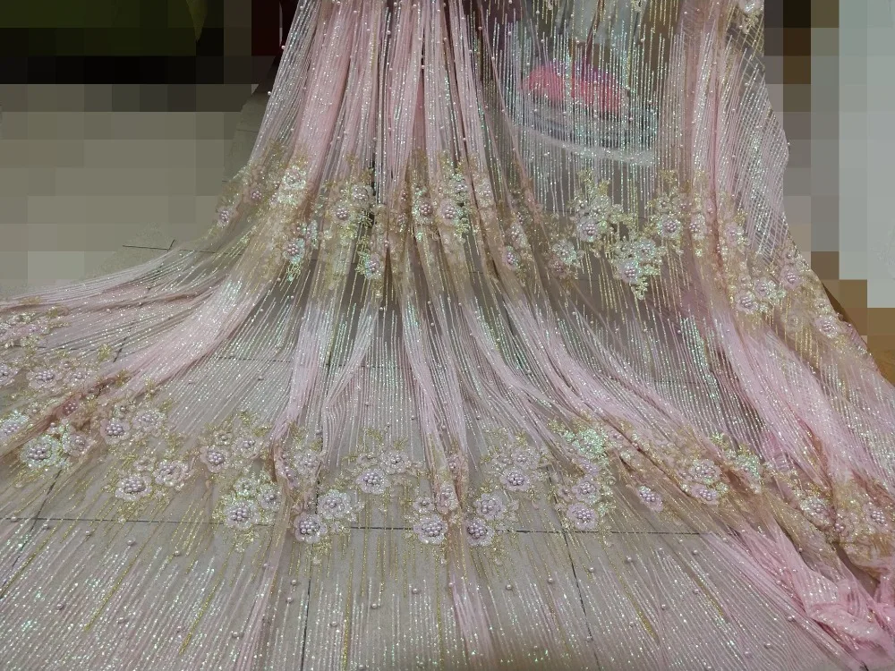 Новейшая французская кружевная вышивка 3 цвета серебро/золото/розовый mytzx16 Роскошная ткань для свадебного платья в Африке Нигерия ремесло