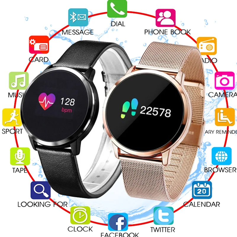 Новинка Q8 OLED Bluetooth Смарт часы из нержавеющей стали водонепроницаемые носимые