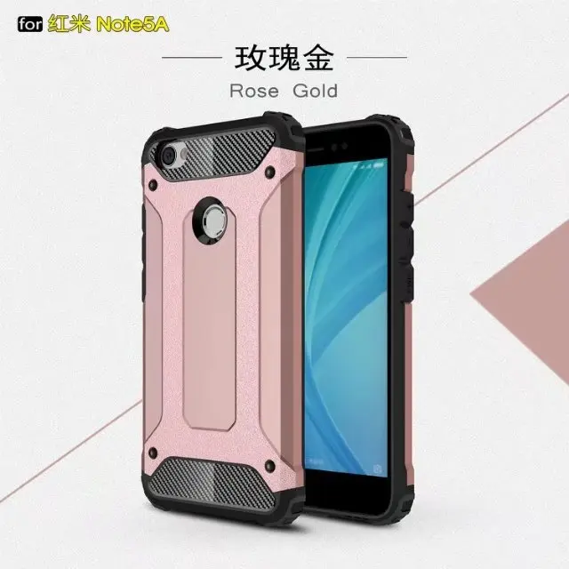 Розовый Для Xiaomi Redmi Примечание 5A Чехол Жесткий ПК+ ТПУ двухслойный прочный Броня чехол для телефона для Xiaomi Redmi Примечание 5A противоударный Fundas - Цвет: Розовый