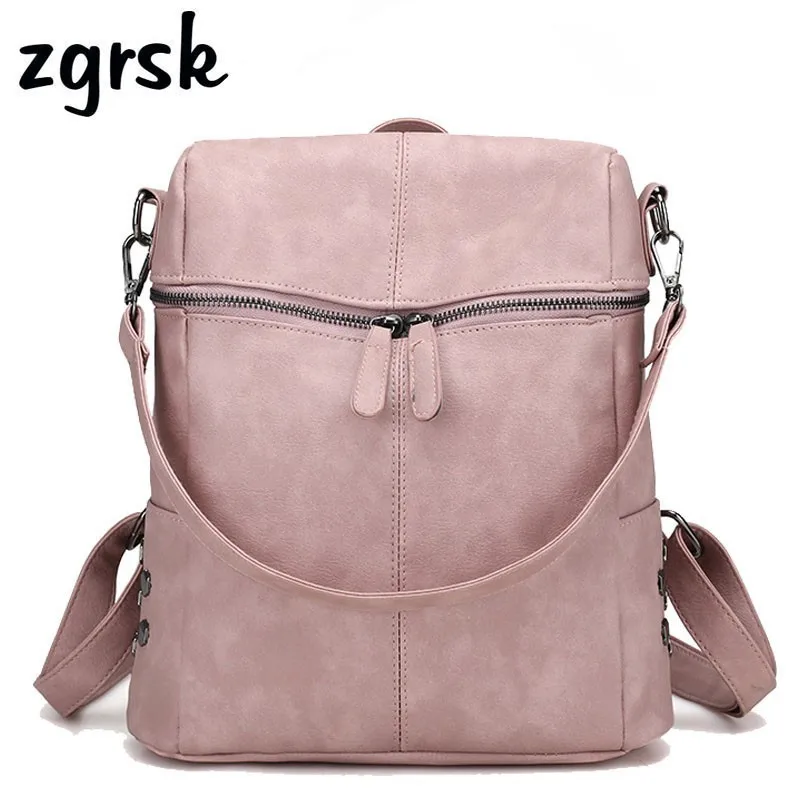 

Women Backpack High Quality Leather School Bags For Teenager Girls Big School Backpack Vintage Solid Lady Shoulder Bags Mochila