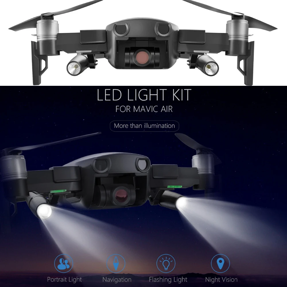 PGYTECH светодио дный Light для DJI Mavic Air Портативный ночной полет светодио дный свет комплект освещения для DJI Мавик Air Drone аксессуары