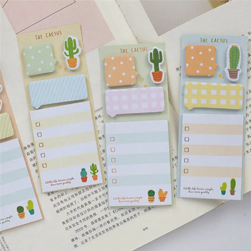 

New Cactus Cute Stickers Planner Sticky Notes Stationery Notepad Stickers Memo Pad Bookmark DIY School Office Supplies Kids Gift