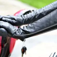 40 см(15,7") длинные боковые видимые молнии стиль настоящий верх овечья кожа перчатки черный