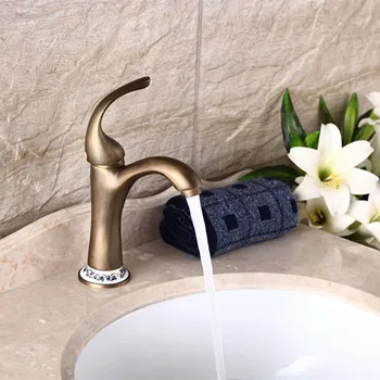 

Free shipping Ceramic antique basin sink facuet with deck mounted bronze bathroom mixer tap and single handle water faucet