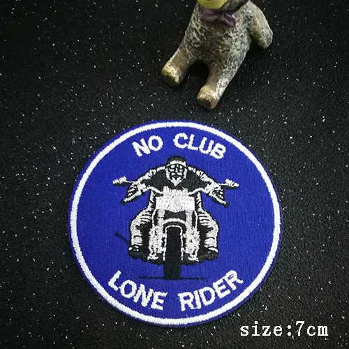 NO CLUB LONE RIDER вышивка Байкерская нашивка металлическая серебряная нить Синий и Красный Железный на наклейках одежда аксессуары значки