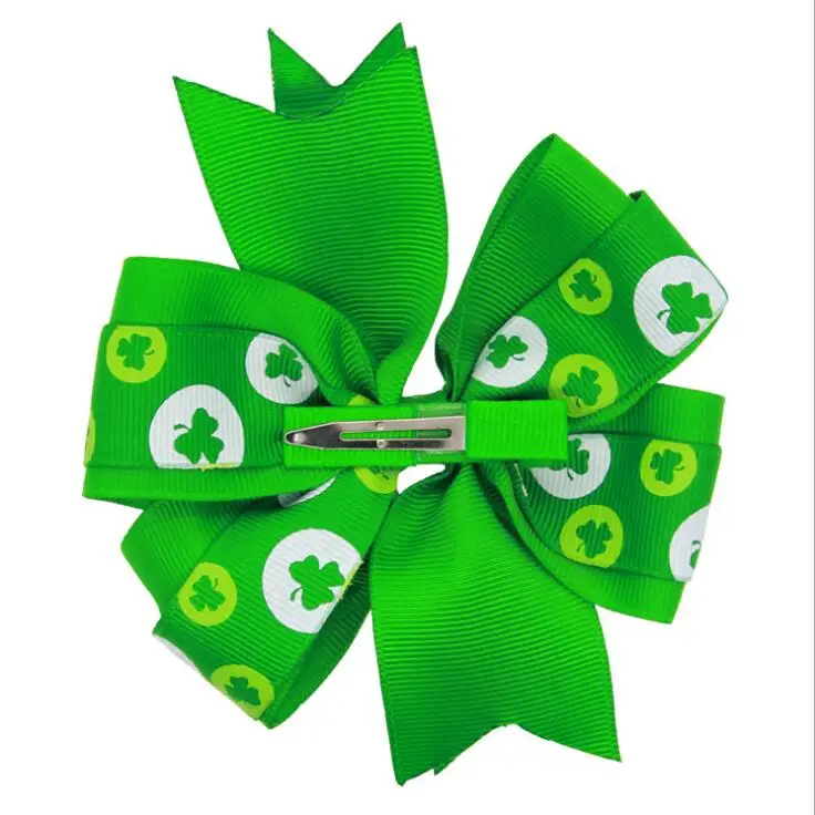St. Patricks Day Four Leaf Clover hairbow2