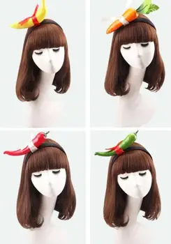 

XMAS funny fruits vegetables headband carrot pepper banana hair sticks children adults birthday headwear COS costume perfor prop