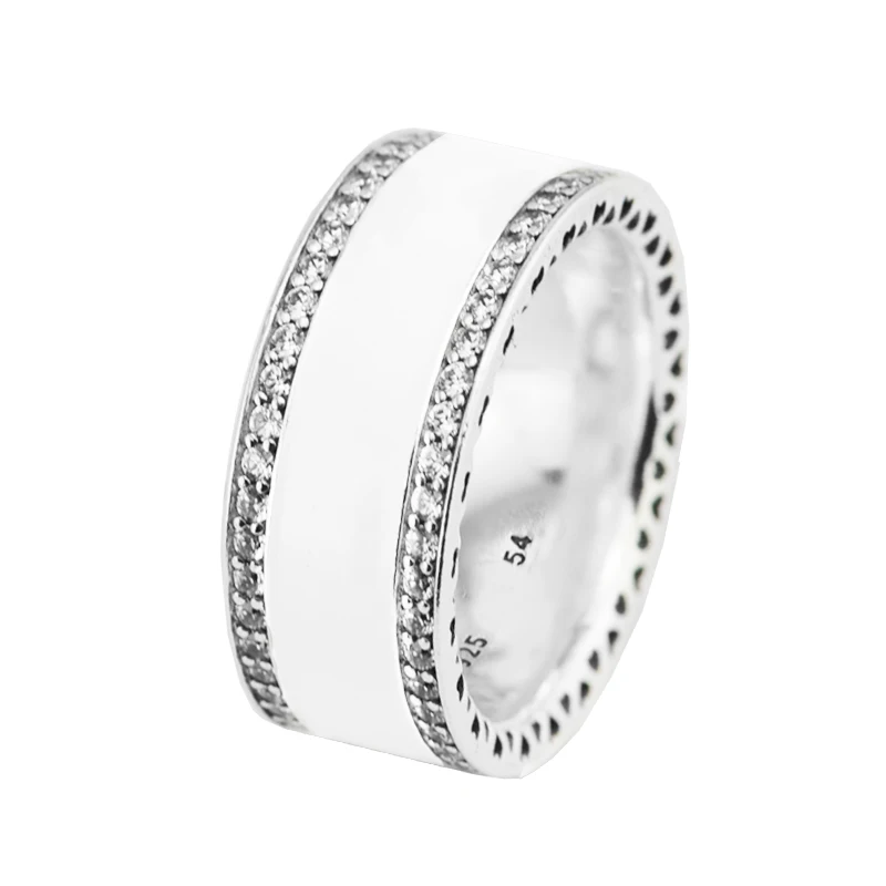 

Ring Hearts Rings For Women Men with Silver Enamel & Clear CZ 100% 925 Authentic Sterling Silver Fine Jewelry Anillos aAnel