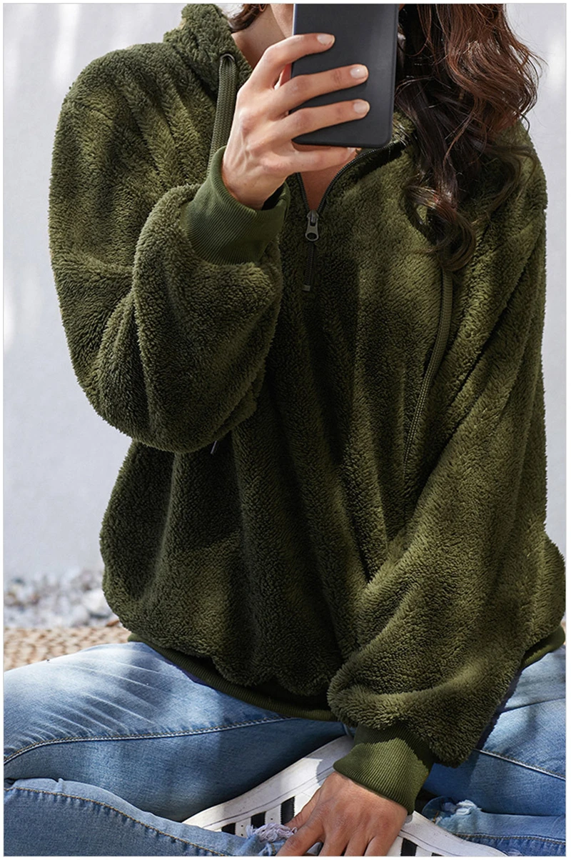 Adogirl теплый Пушистый пуловер Толстовка 2019 зима новые женские с длинным рукавом Свободные повседневные толстовки с капюшоном модные топы