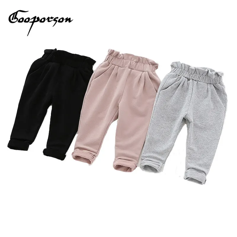 GOOPORSON Baby Girls Fashion Pants Kids Autumn Clothes Trousers Solid Cotton New Style With Pocket Children | Детская одежда и