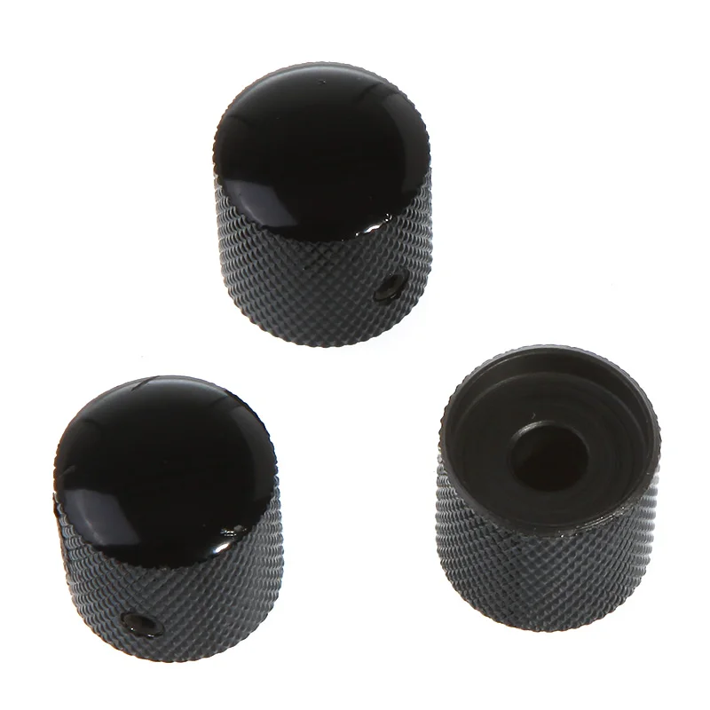 

3x Genuine Volume Tone Control Knob Dome Metal Guitar Push Black