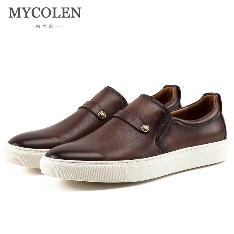 

MYCOLEN New 2018 Fashion Mens Shoes Luxury Designer Outdoor Men Loafers Black Men Casual Shoes Men Leather Shoes For Men Flats