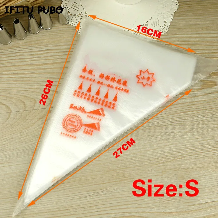 50PCS Small/Large Size Disposable Piping Bag Icing Fondant Cake