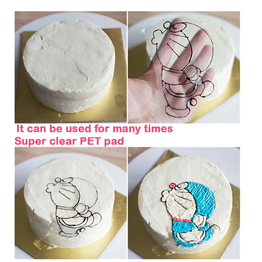 

2 Pcs Baking Tool Reusable Transparent Transfer Paper 3D Icing Print Pad Cake Piping Decorating Hand Draw Kitchen Accessories