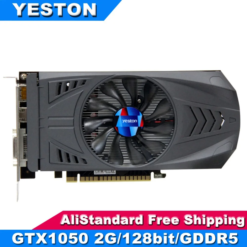Black Computer Graphics Cards-2018 Hot Sale Yeston GeForce GTX 1050Ti GPU 4GB GDDR5 128 bit Gaming PC Video Graphics Cards