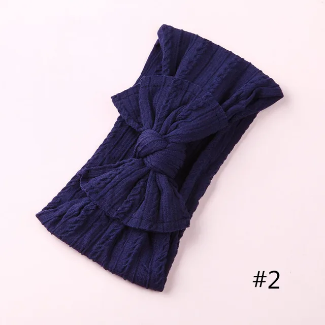 1PCS New Braid Nylon Bow Headbands,Cable Knit Solid Wide Nylon Headbands Turban, Baby Girls Head Wrap Hair Accessories 27 colors A2NSNSFB-9568-2