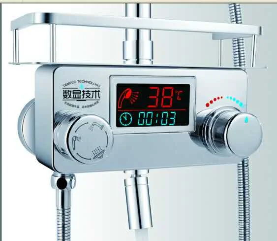

Digital shower mixer tap with display with shelf Bathroom digital bathroom shower faucet shower panel controller with shelf