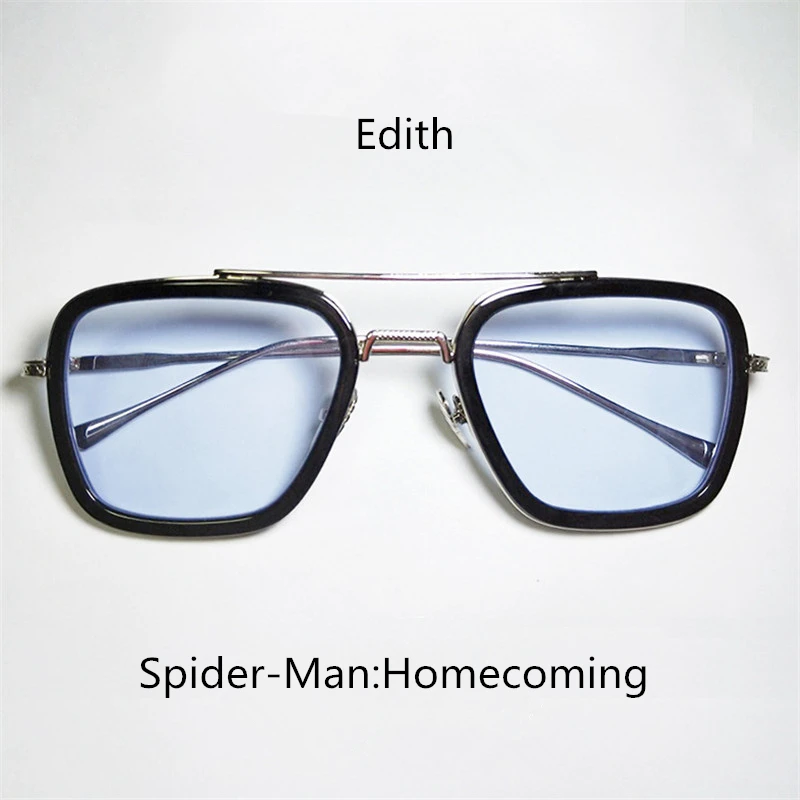 2019 Spider-Man: Far From Home Glasses Edith Cosplay Accessories Prop Iron Man Eyewear Edith Fashion Sunglasses Plane Mirror
