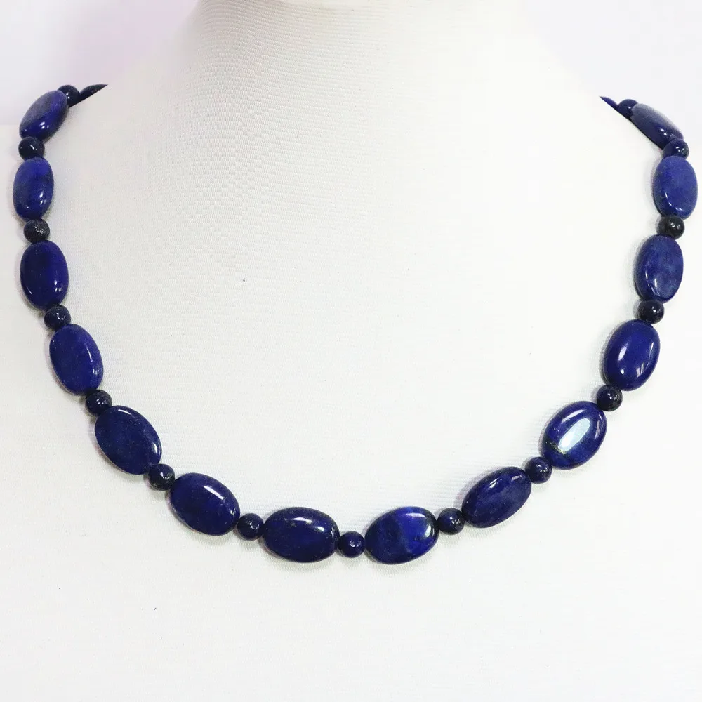 Unique blue lapis lazuli 13*18mm natural oval beads 6mm spacer accessories high grade women diy necklace 18inch B1449