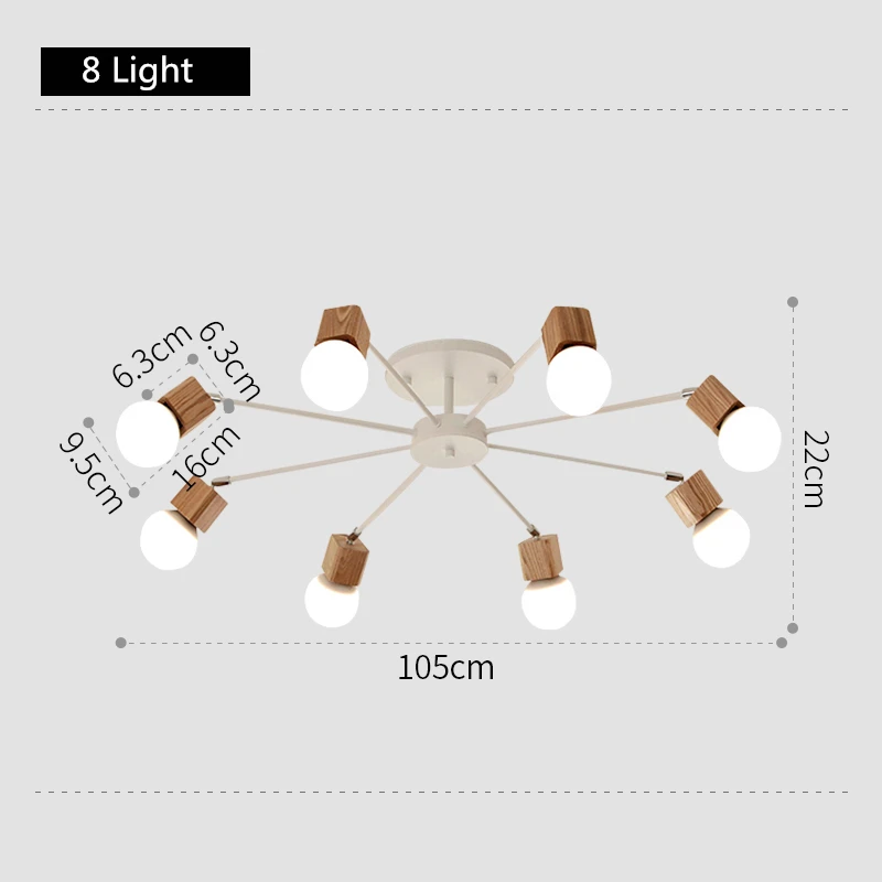 AC100V~ 220V E27 деревянные светодиодный Потолочные светильники Гостиная Спальня современный потолочный светильник Современные Потолочные плафоны Lustres De Sala Plafon подвес огни - Цвет корпуса: White 8 Light