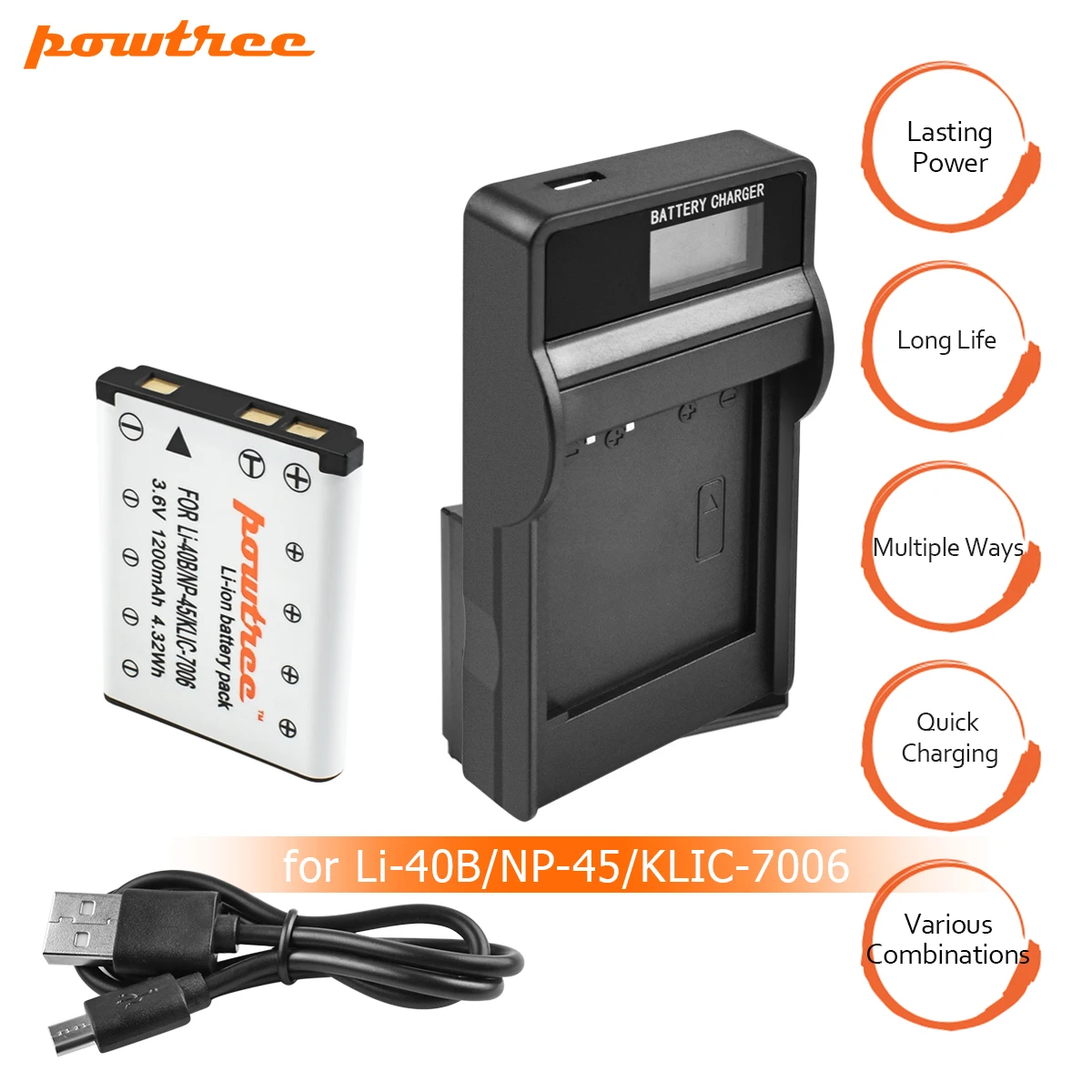 

1X Li-40B LI-42B LI40B LI42B Batteries+LCD USB charger For Olympus For Nikon fuji NP-45 NP 45A 45B 45S EN-EL10 ENEL10 L15