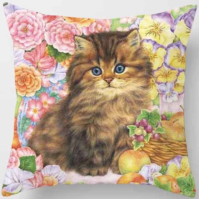 Горячая Распродажа, красивый чехол для подушки с цветами и кошками, квадратный чехол для подушки с милым мультяшным Кроликом, наволочки, размер 45*45 см - Цвет: 13