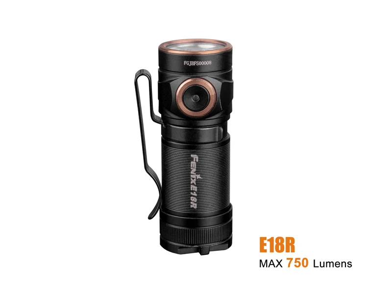 Портативный Fenix E18R Cree XP-L светодиодный высокопроизводительный перезаряжаемый EDC фонарик с бесплатной батареей