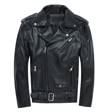 Мужские зимние пальто 3XL 4Xl мужские черные кожаные куртки из воловьей кожи Верхняя одежда облегающие байкерские мотоциклист