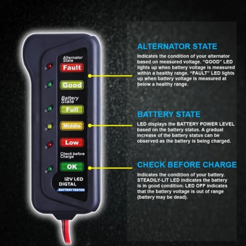 12v Digital Car Battery Alternator Tester Led Indicator 12v Digital Car Battery Alternator Tester Led Indicator Charging Level Monitor Yzer For Motorcycle Trucks In Testers From Tools On