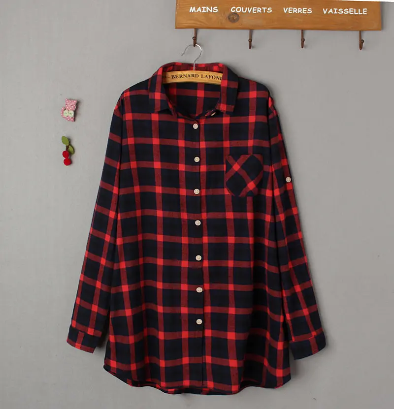 Ткань лучшего Blusas mujer de moda 2019 фланелевая рубашка Женская Повседневное клетчатые