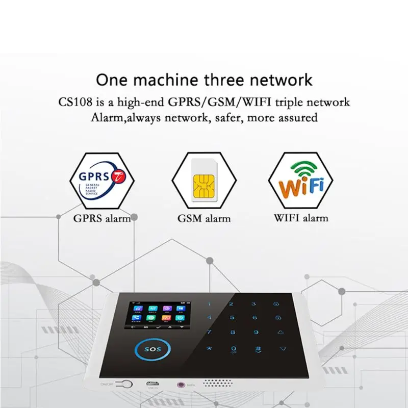 1 комплект CS108 беспроводной wifi GSM GPRS интеллектуальная система сигнализации приложение дистанционное управление RFID карта комплект для