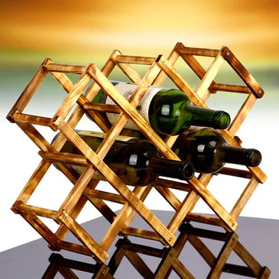 

10-12 Bottle Holder Bar Display Wooden Red Wine Rack Mount Shelf Folding Wood Wine Rack Alcohol Drink Bottle Holders