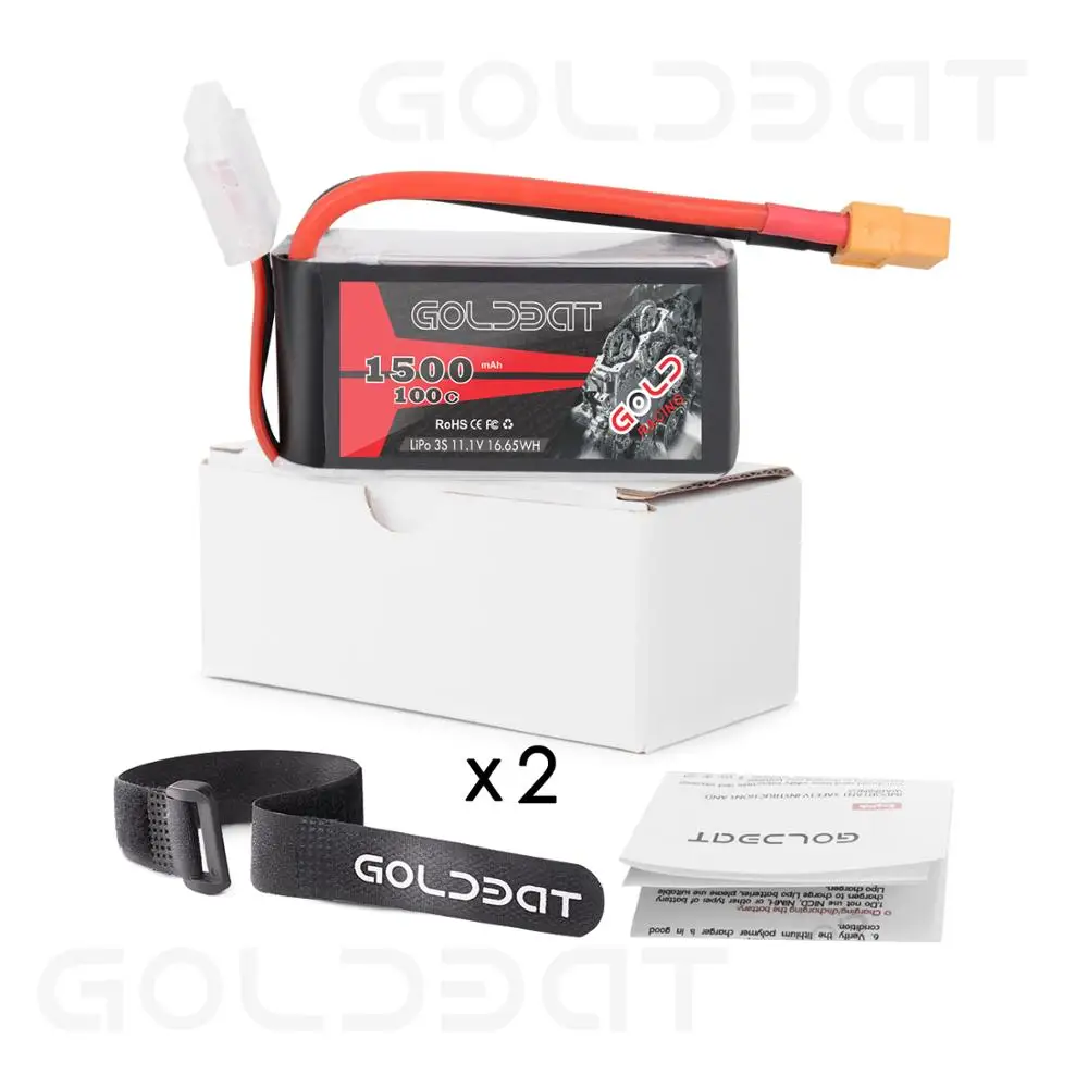 2 шт. GOLDBAT 1500mAh 11,1 v Lipo батарея для fpv батареи Lipo 11,1 V 3S 100C батарея lipo для дрона с XT60 разъемом для fpv heli