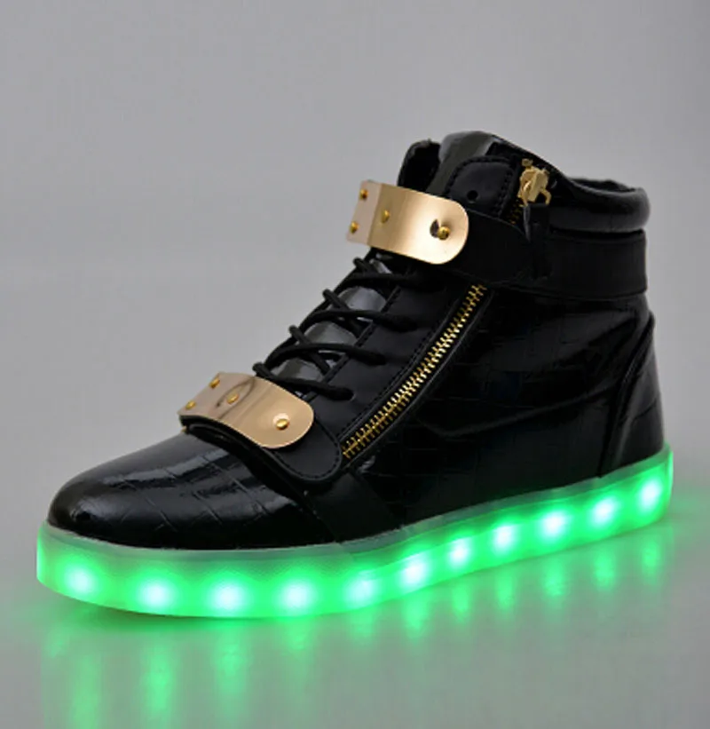 Fashion 8 Colors Men Women LED Shoes High Top Growing Luminous Shoes