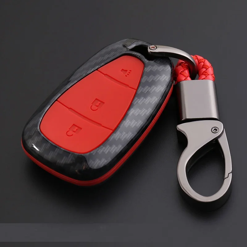 Автомобильный держатель для ключей на сумку из углеродного волокна с принтом для CHEVROLET MALIBU EQUINOX CRUZE CAMARO аксессуары - Название цвета: C Carbon Red