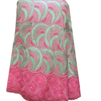 

Peach Excellent quality Swiss voile lace with delicate rhinestones in fashion Swiss voile lace fabric for special dress JA69-2