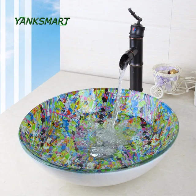 US $118.0 41% OFF|YANKSMART Runde Glas Künstler Waschraum Becken Vessel Vanity Waschbecken Badezimmer Waschbecken Schwarz Messing mixer Wasserhahn ... US $118.0 41% OFF|YANKSMART Runde Glas Künstler Waschraum Becken Vessel Vanity Waschbecken Badezimmer Waschbecken Schwarz Messing mixer Wasserhahn ...