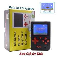 Портативный ретро мини портативные игровые консоли 8 бит 2,4 дюйма ЖК-дисплей Цвет детские игры Встроенный 129 игр