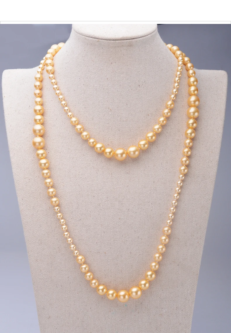 Hand knotted 120cm long 6 14mm white gold shell pearl necklace sweater