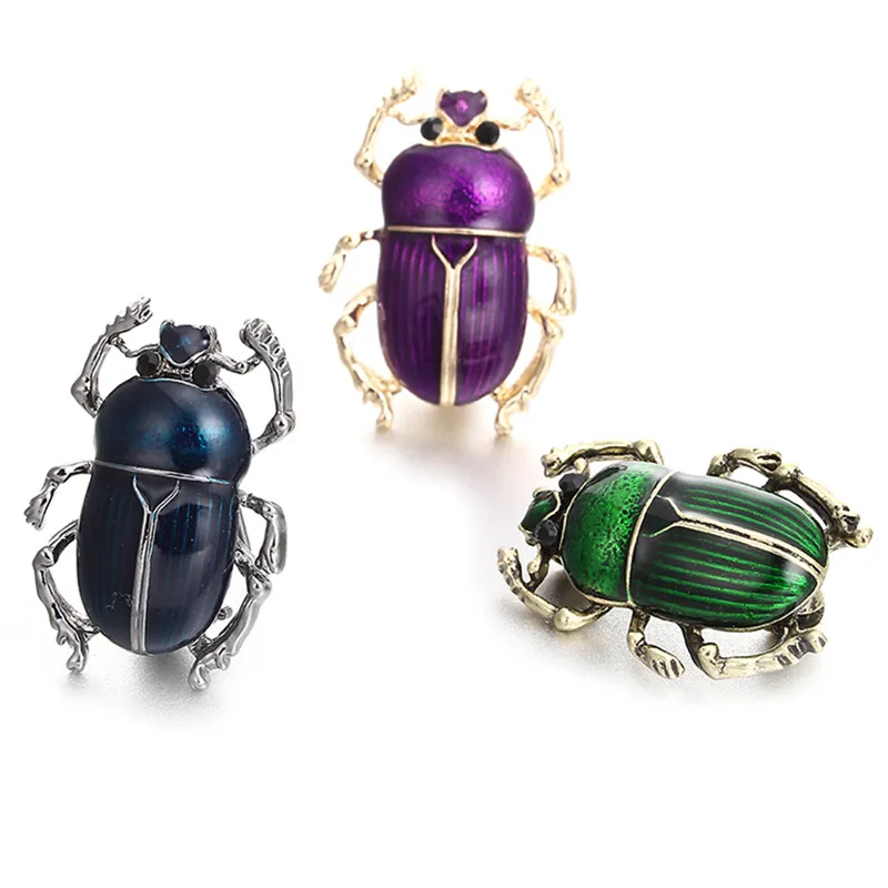 

Vivid Beetle Animal Insects Jewelry Hijab Pins Sweater Dress Bijoux Purple Brooches For Women Kids Smooth Enamel Polish Broche