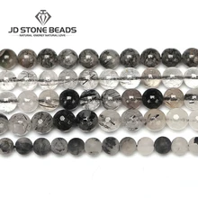 Высококачественные черные волосы кварц матовый очаровательный Рутиловый Кварц 4 6 8 10 12 мм выбрать размер граненые драгоценные камни бусины