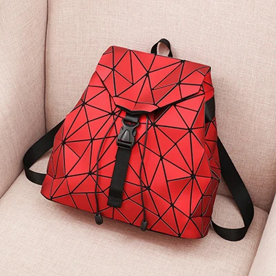 Nevenka Female Backpack Purse Women Holographic Backpack Ladies Geometric Backpacks Teenager Girl Drawstring Bags for Women - Цвет: Red