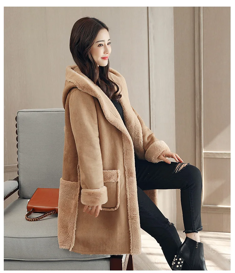 Меховое пальто, зимнее женское пальто из овечьей шерсти, Меховая куртка из меха норки с карманом из искусственной кожи, корейские элегантные длинные белые женские топы Z2541