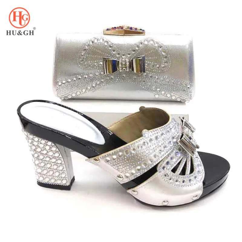 

2019 Nice Design Italian Shoes with Matching Bags with Rhinestone African Women Shoes and Bags set for Wedding Party On Sale