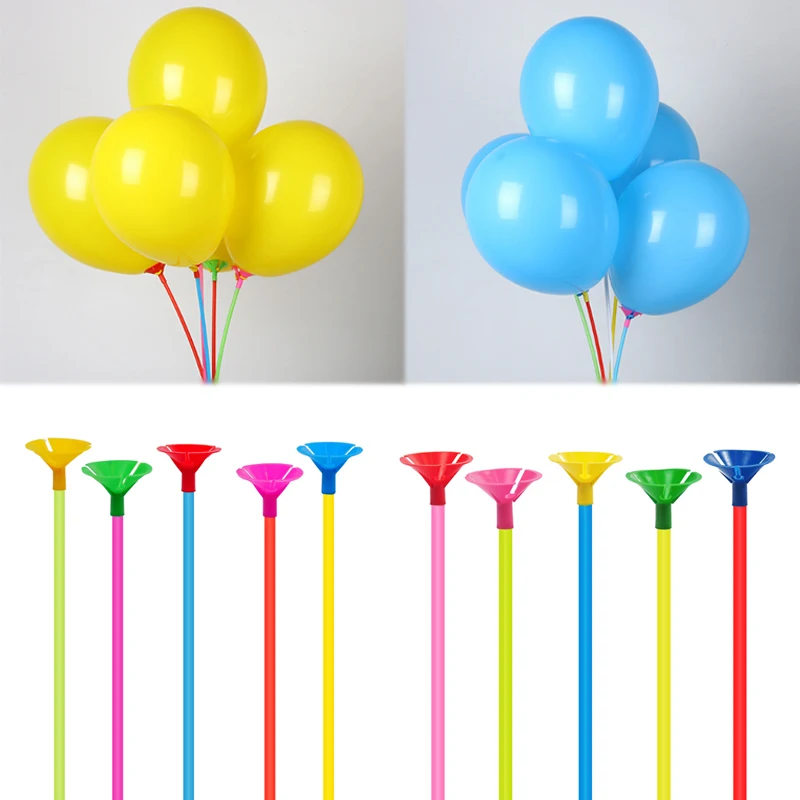 40CM PVC Balloon Holders Balloon Sticks Mixed color for Wedding DIY Party Decoration with Cups White Festival Supplies 10PCS/Set