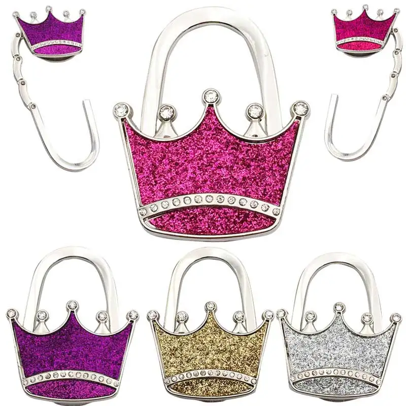 

Textured Metal Crown Shape Handbag Bag Purse Hanger Table Hook Shimmery XH8Z