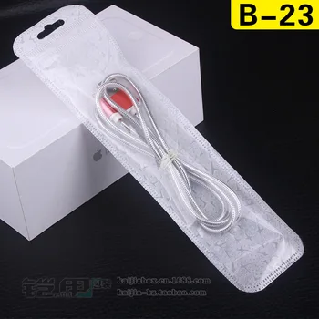 

B-23 200pcs Retail Package Poly Zipper Waterproof PVC Packing Hang Bag design for headset/USB cable/Xiaomi LED lights