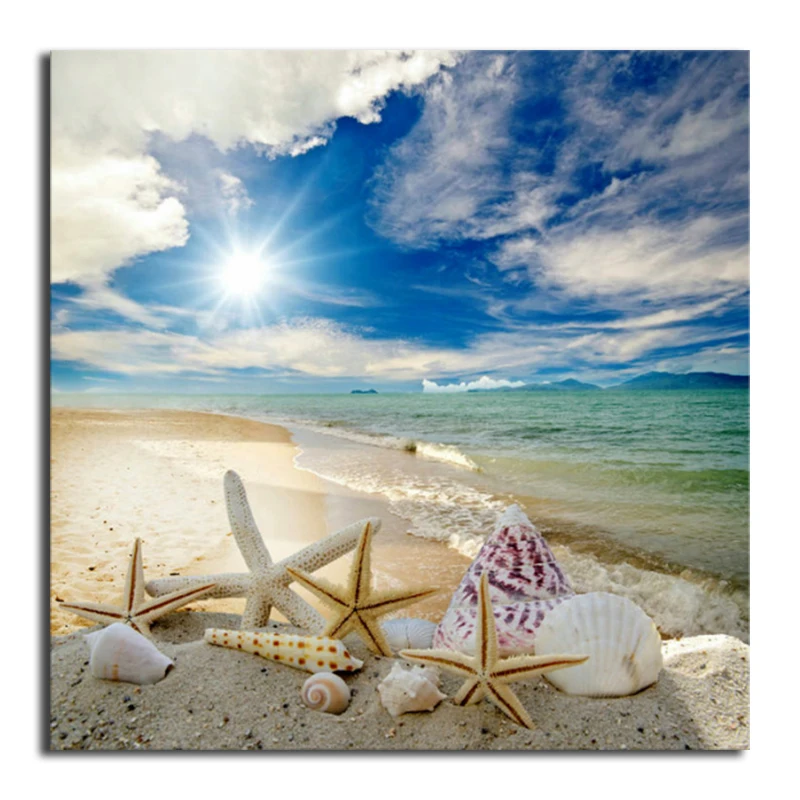 Diy diamond painting scenery diamond embroidery Beach Seashell starfish 3d round diamond mosaic icons full painting rhinestone