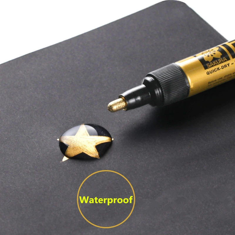 Сакура маркер с перманентной краской 0,7 мм/1 мм/2 мм водостойкие маркеры для шин CD стекло золото серебро белый масляная ручка краски канцелярские принадлежности